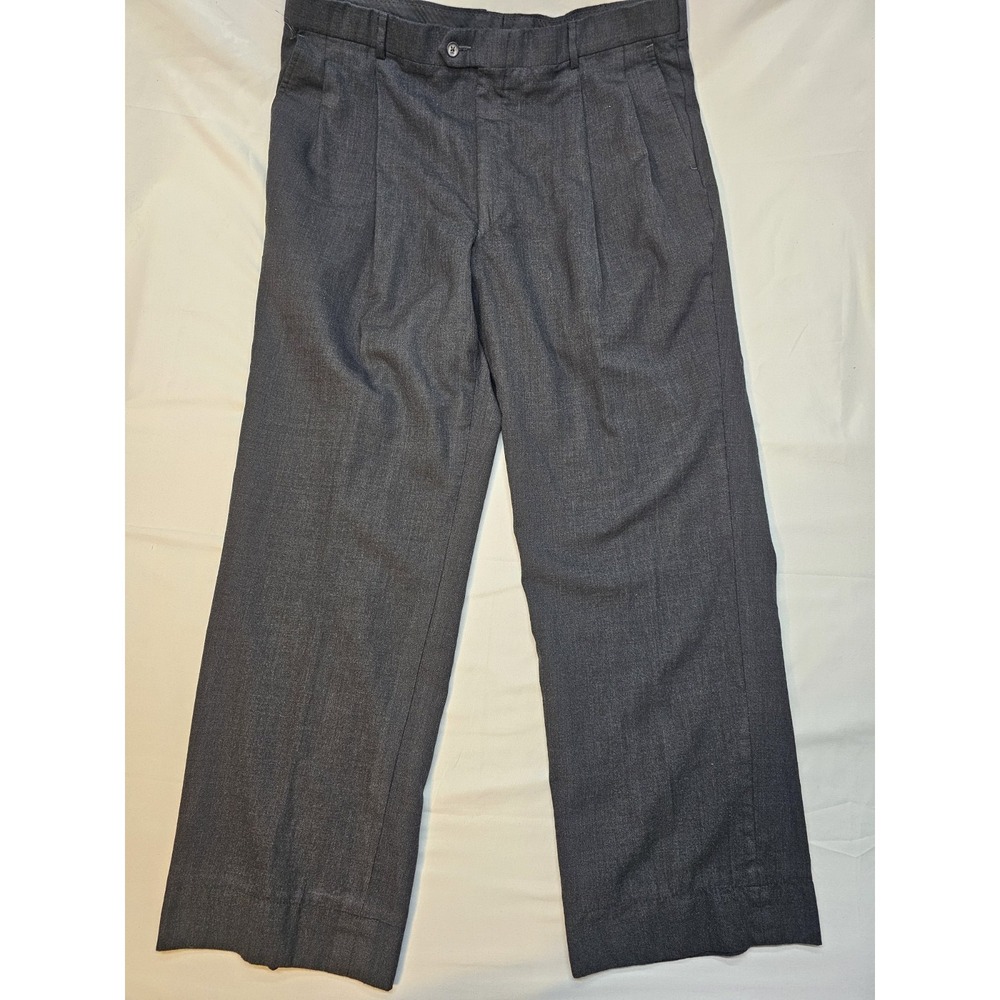Stafford Mens Wool Dress Pants 34x30 Charcoal  Gray Slacks